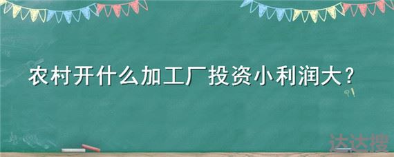 农村开什么加工厂投资小利润大