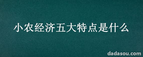 小农经济五大特点是什么