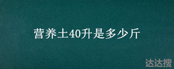 营养土40升是多少斤