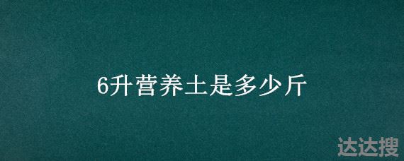 6升营养土是多少斤